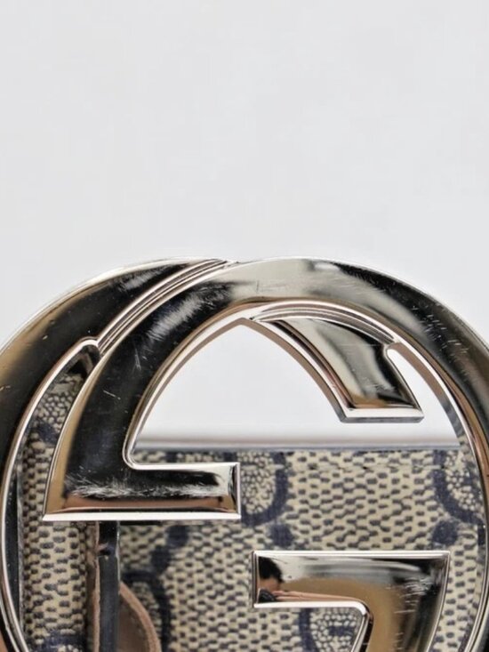 GUCCI Blue & Beige GG Marmont Belt 411924 Size 90/36 US main image 8